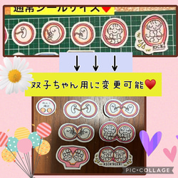 おまとめ2点セット♥️マタニティシール＋検診記録シール♥️大まかカット✂️発送 4枚目の画像