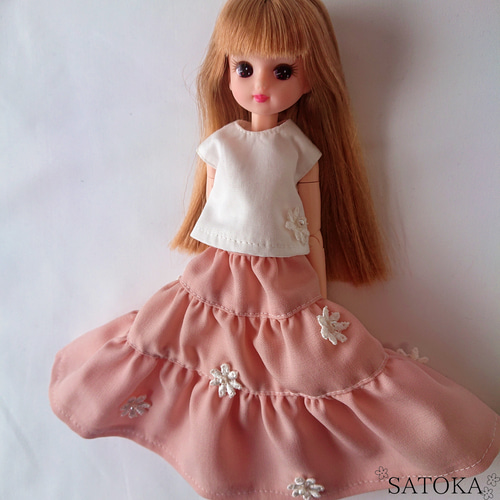 リカちゃん服】フレンチスリーブのトップス【22cmドールサイズ
