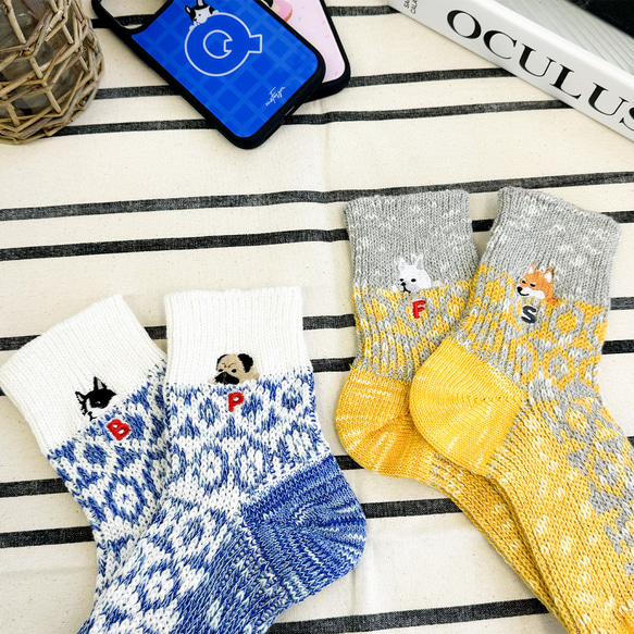 【イニシャル入り】Doggy Face Socks 2枚目の画像