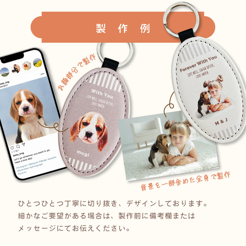 うちの子 オーダー 名入れ レザーキーホルダー｜ 写真から作る 世界に