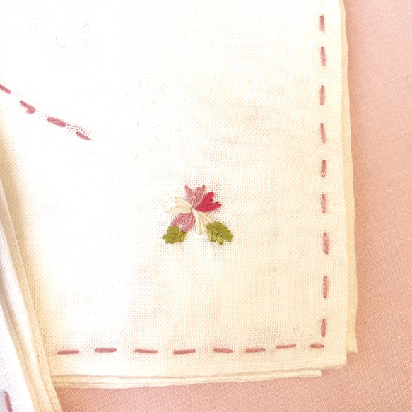 桜とインコの刺繍刺し子さらしふきん 2枚セット 17枚目の画像