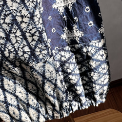 日本藍染めバルーンスカート　肉厚ふんわりスカート裏地付き 7枚目の画像