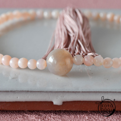 ピンクオパール 桜瑪瑙 桜彫り水晶 数珠 念珠 略式数珠 お守り 天然石