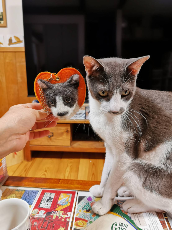 羊毛フェルト☆ッグチャーム（ハート）☆オーダーメード☆犬☆猫☆ペット☆オーダー☆うちのこ 4枚目の画像