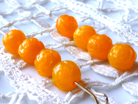 コロコロバラ　黄色オレンジ　チェコビーズCzech Glass Beads10個 2枚目の画像