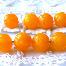 コロコロバラ　黄色オレンジ　チェコビーズCzech Glass Beads10個 1枚目の画像