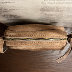 スエードバッグ　可愛いバッグ　カフェオレ色のバッグ　小さなバッグ　ハンドバッグ　クードゥーレザー／ Lot#172 10枚目の画像