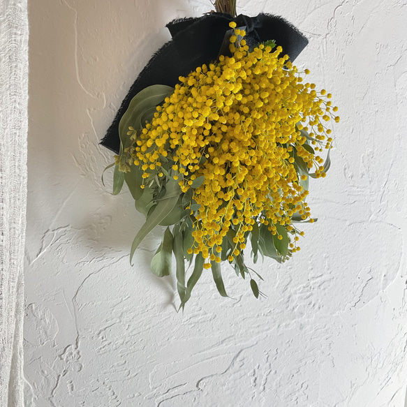 SALE ミモザとユーカリのスワッグ ミモザとユーカリのスワッグ 花束/ドライフラワー/フラワー
