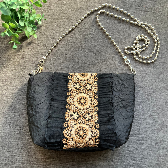 インド刺繍リボン ミニショルダーバッグNo.3 ショルダーバッグ eml-lme  