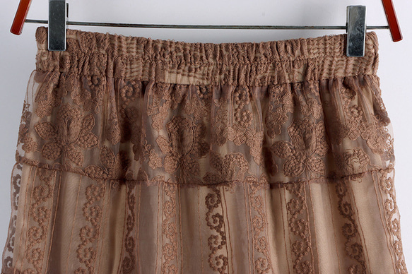 レディース  春 秋 夏 体型カバー 着痩せ 大人可愛い 裏地付き ロングスカート 2枚目の画像