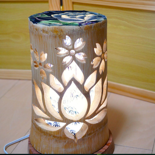 竹灯り・竹あかり・竹灯籠 全面彫～～ 癒しの灯り 華衣ライン