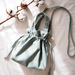 2way巾着ショルダーバッグ【グリーン】 巾着バッグ kinaco-ya