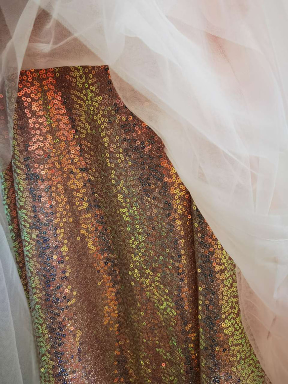 結婚式 高級 カラードレス  オーダーメイド ベアトップ  キラキラチュール ふわふわ袖 花嫁/ G022 9枚目の画像