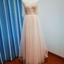 結婚式 高級 カラードレス  オーダーメイド ベアトップ  キラキラチュール ふわふわ袖 花嫁/ G022 10枚目の画像