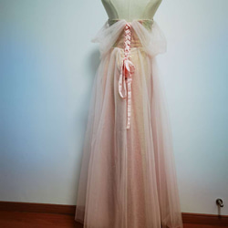 結婚式 高級 カラードレス  オーダーメイド ベアトップ  キラキラチュール ふわふわ袖 花嫁/ G022 5枚目の画像