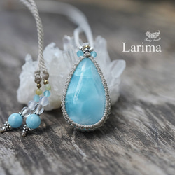 ぷるん透け感★高品質★Larimar マクラメペンダント1441 1枚目の画像