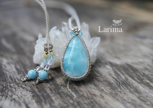 ぷるん透け感★高品質★Larimar マクラメペンダント1441 1枚目の画像