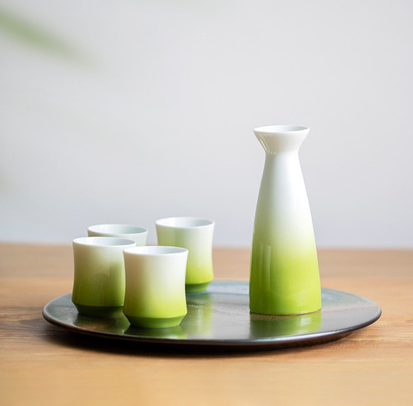 青竹 徳利セット 酒器 手作り 景徳鎮窯 おしゃれ 陶磁器 贈り物
