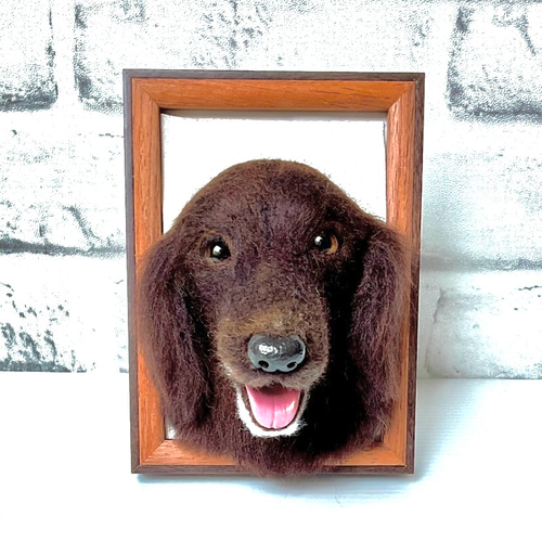 オーダー見本 羊毛フェルトフレームタイプ 犬 ワイマラナー 羊毛
