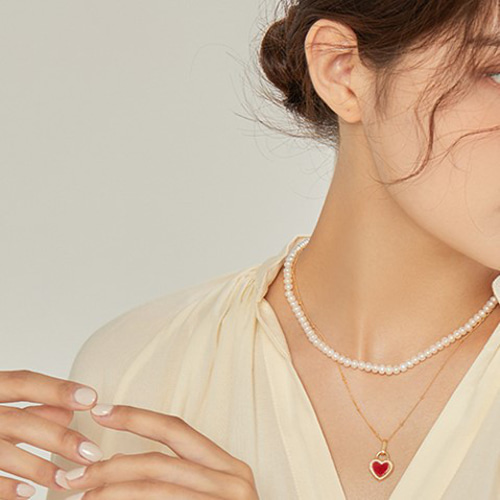 淡水パールのネックレス ハート形14kgf ネックレス 2点セット 淡水真珠 