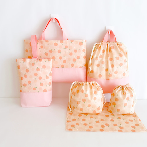 入園入学5点セット〙ピーチブロッサム ピンク♡ホワイト レッスン 