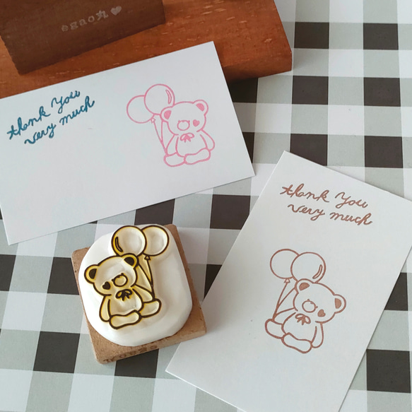 消しゴムはんこNo.192 くまちゃんとカモメ