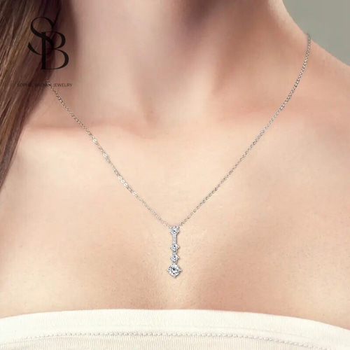 モアッサナイト Y字 ラウンド ネックレス キラキラ S925  