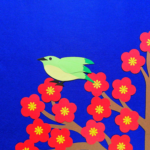 梅の木 ウグイス 壁飾り 季節の飾り #SHOPmako クラフトパンチ アカ 7枚目の画像