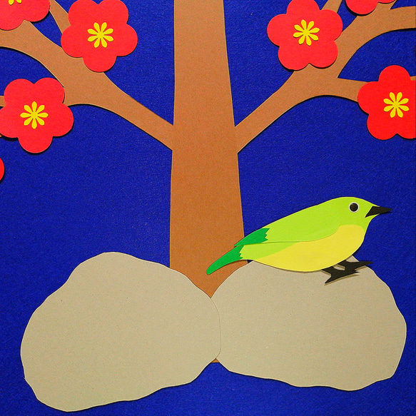梅の木 ウグイス 壁飾り 季節の飾り #SHOPmako クラフトパンチ アカ 8枚目の画像