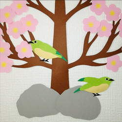 梅の木 ウグイス 壁飾り 季節の飾り #SHOPmako クラフトパンチ ピンク 7枚目の画像