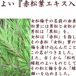 紀州産小梅干【女松小梅干380ｇ】縁起の良い女松葉エキス入り　 3枚目の画像