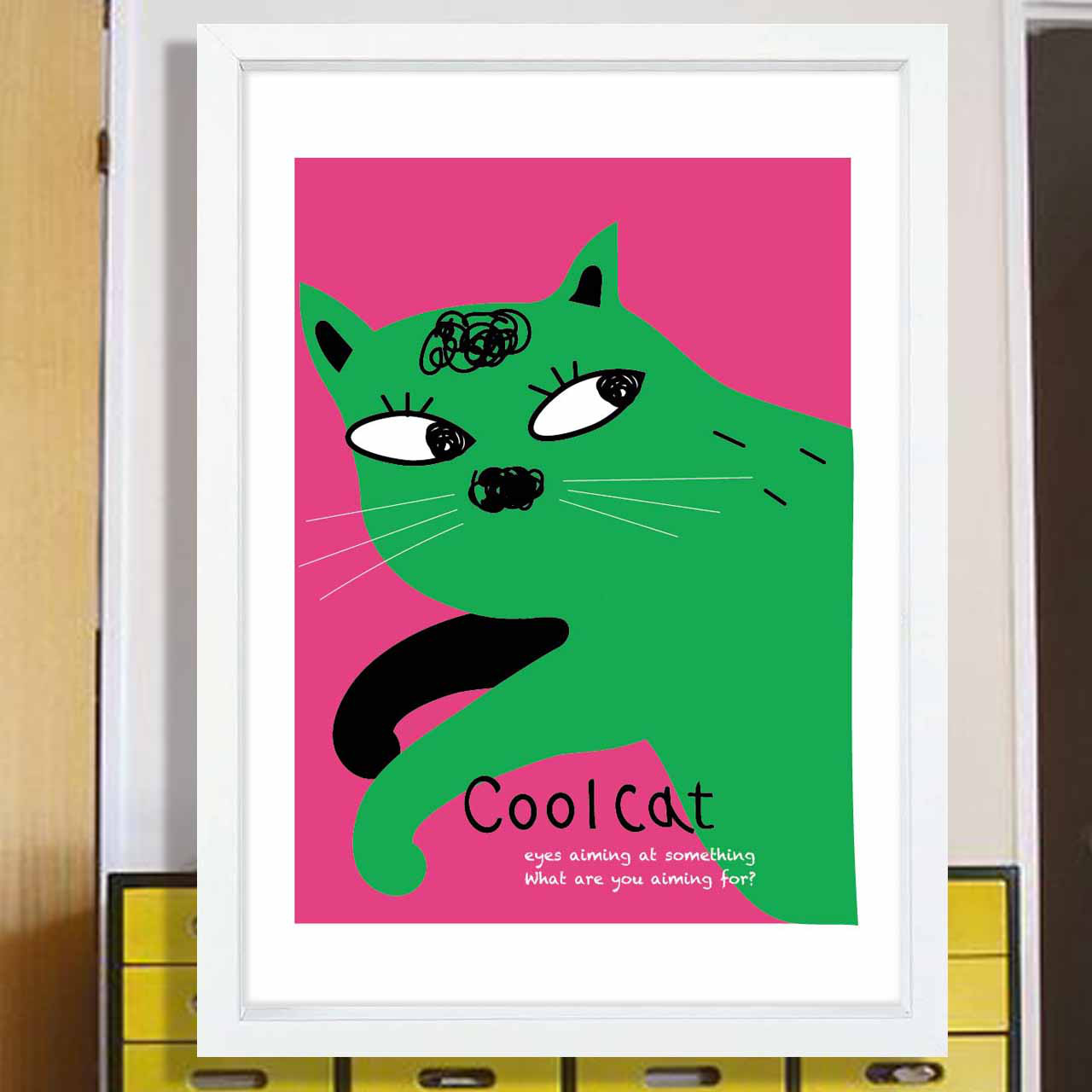 Cool Cat  ネコ　イラスト　ポスター　A4 A3 A2 A1　アート  　アートポスター　seiで検索　2381