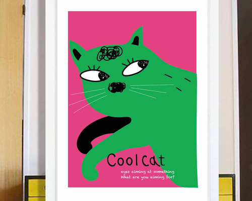 Cool Cat ネコ イラスト ポスター A4 A3 A2 A1 アート アートポスター