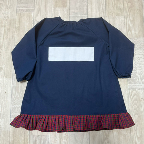 80~150size いちごポケット タータンチェック 赤 長袖スモック 80~150size いちごポケット タータンチェック 赤 長袖スモック