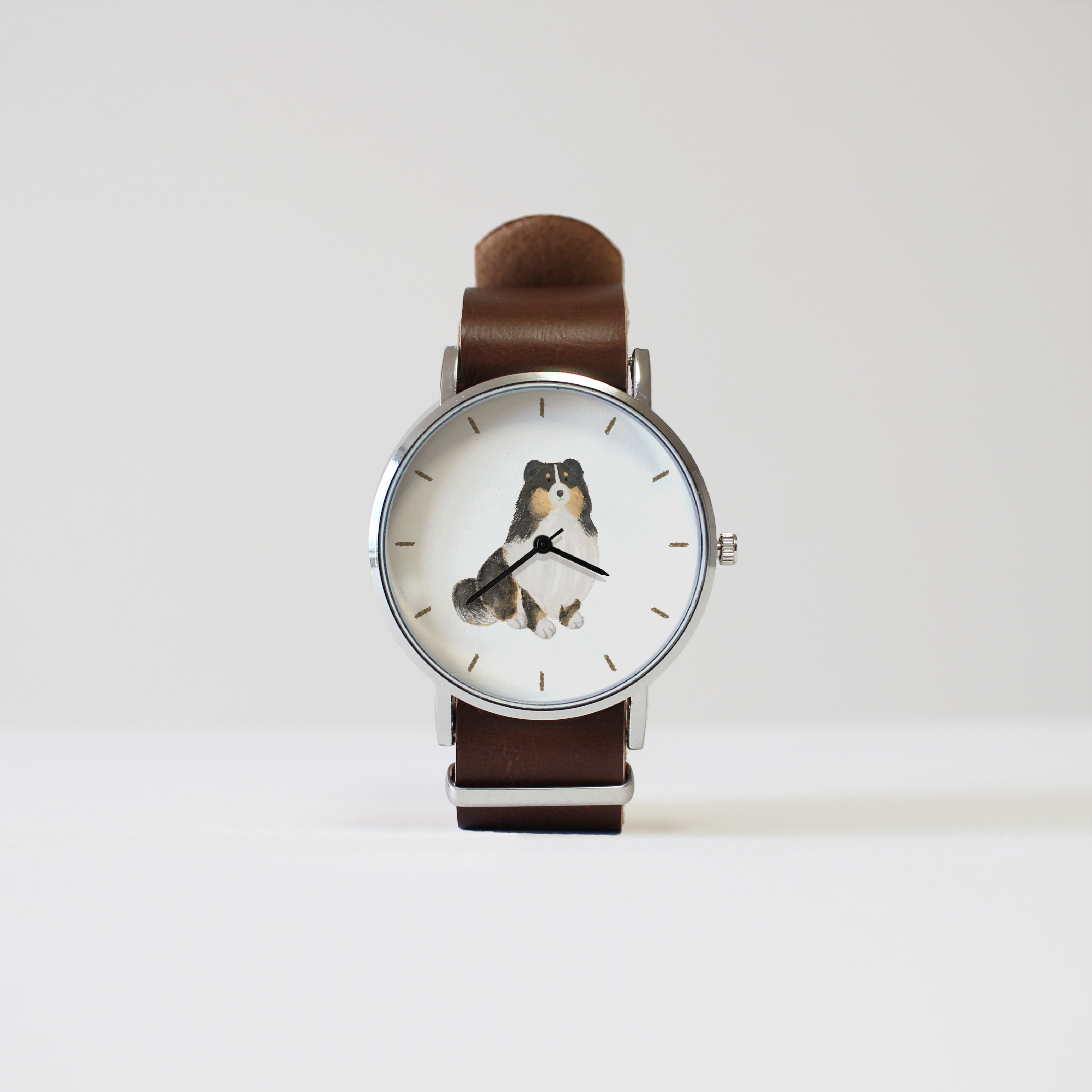シェルティ（トライカラー）垂れ耳の腕時計