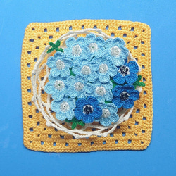 《レース編み　ネモフィラのブローチ》花籠としてインテリア・母の日のプレゼントにも【送料無料】 3枚目の画像