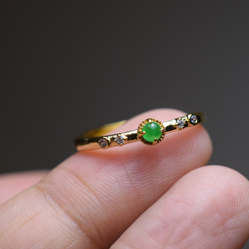 SR3-149 ミニ 氷種 陽緑 ミャンマー産 天然 本翡翠 リング 指輪