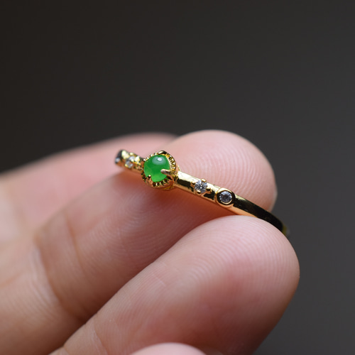 SR3-149 ミニ 氷種 陽緑 ミャンマー産 天然 本翡翠 リング 指輪