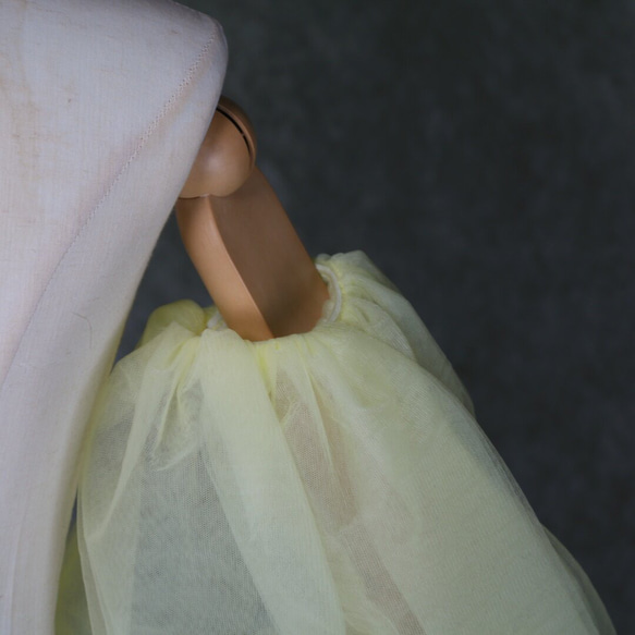 人気上昇！パフスリーブ  イエロー  ストレッチ  可愛い  花嫁  ソフトチュール  色直し 5枚目の画像