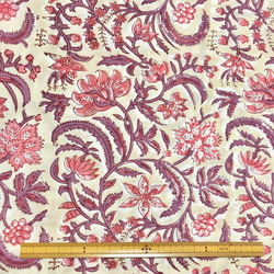 【50cm單位】沙米色紫葉印度手工塊印花布料棉質 第6張的照片