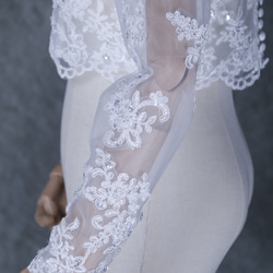 ボレロ ロングスリーブ ビーズ キラキラスパンコール ハンドメイド くるみボタン ウェディングドレス 8枚目の画像