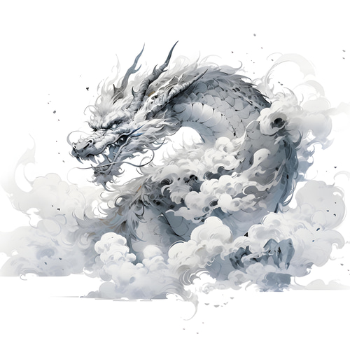 送料無料】A3・A4ポスター【毛筆風・雲海の龍（横）】ドラゴン 竜神