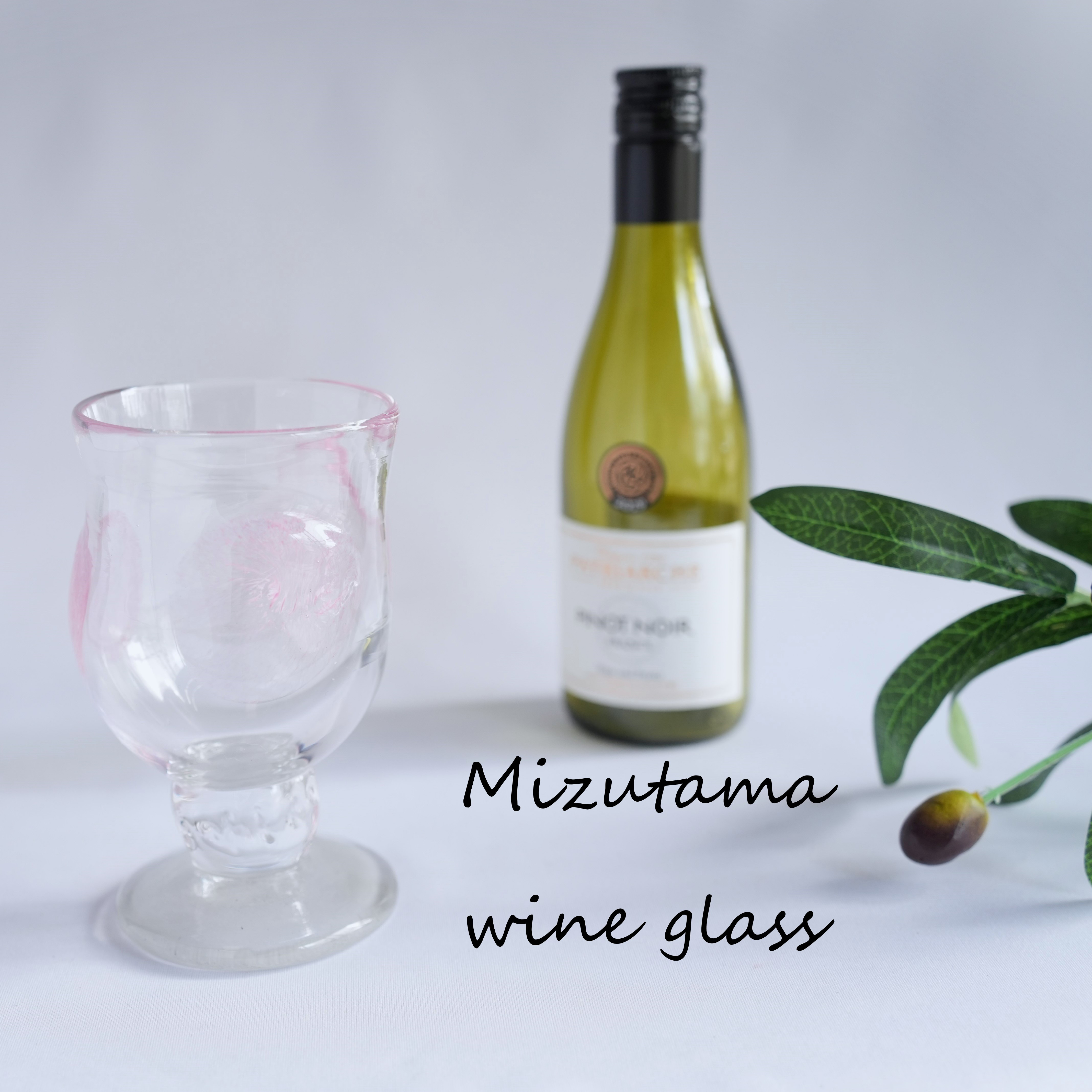 水玉ワイングラス/ピンク×グレー