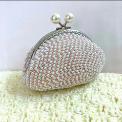 ビーズのがま口☆ハンドメイドがま口☆がま口ポーチ☆パールビーズ