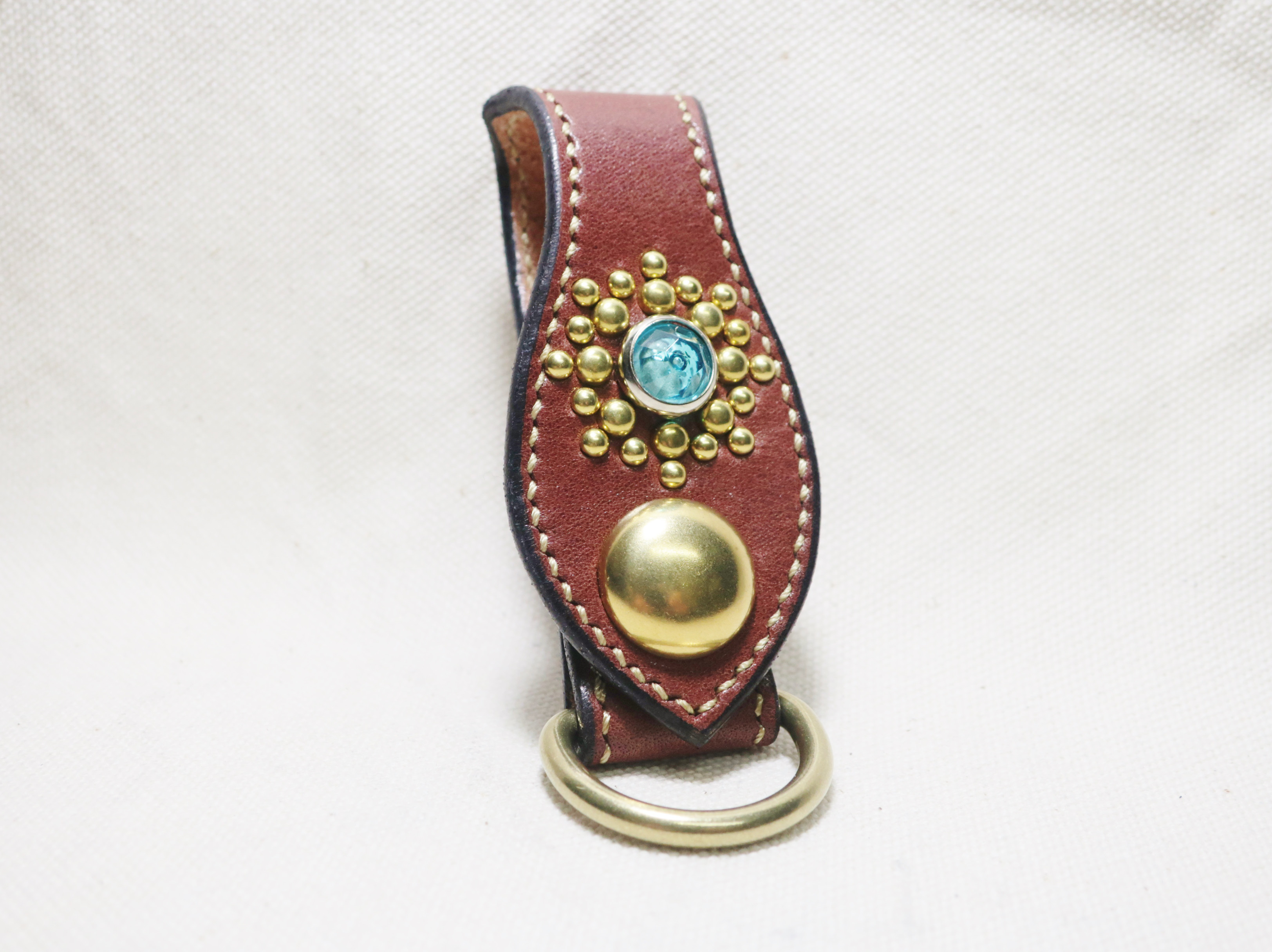 スタッズキーループ サドルレザー レザークラフト 革小物 ベルトキーループ キーリング 手縫 限定品 新品未使用