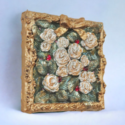 【一点物】「気高き薔薇」アンティーク風なテクスチャーアート　植物の絵画　カボション 3枚目の画像