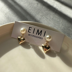 【EIMI】♡樹脂パール×ゴールドハート♡ 6枚目の画像