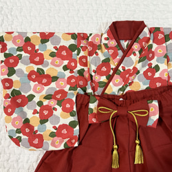 【チッキー】ベビー袴　70-80cm　ハンドメイド　お食い初め　百日祝い お食い初め 女の子 赤ちゃん 服 ベビー 袴 セパレート セット