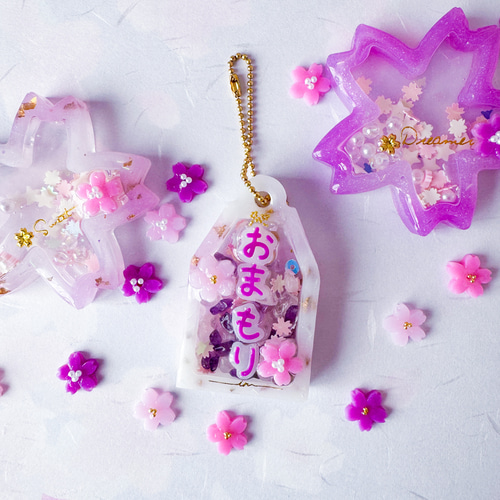 天然石入りシェイカー御守り 受験お守り 桜 レジン その他雑貨