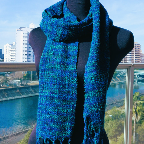 手織りのマフラー（緑青） マフラー 手織り工房 通販 17144071｜Creema